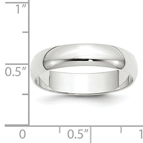 10k White Gold 5mm Lightweight Half Round Wedding Band Size 13.5