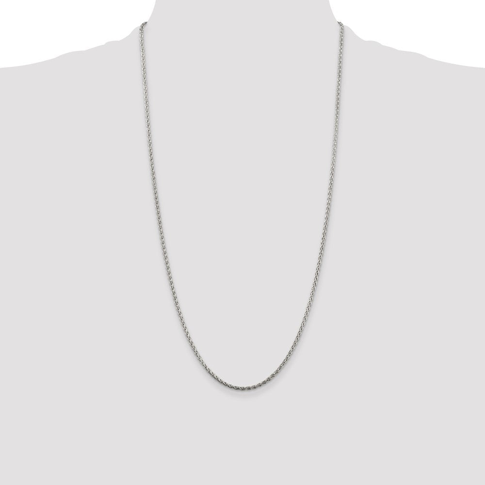Sterling Silver 2mm Diamond-cut Spiga Chain 28 Inches