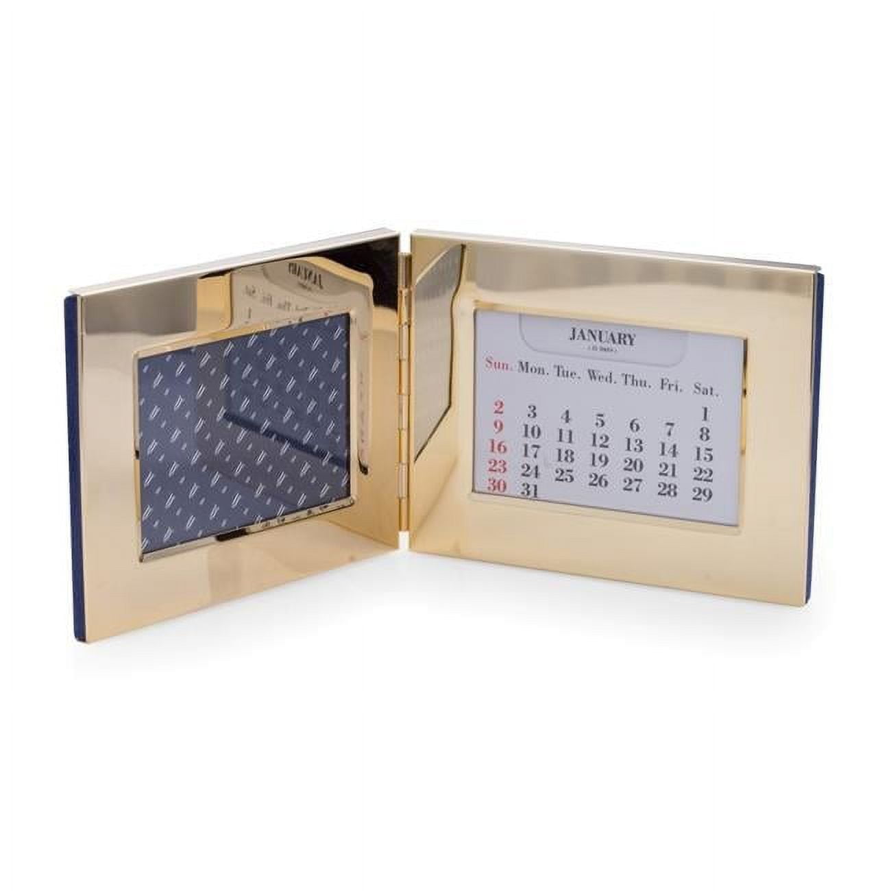 Bey-Berk International D589 3.5 x 5 in. Gold Plated Perpetual Calendar & Frame with Velvet Backing