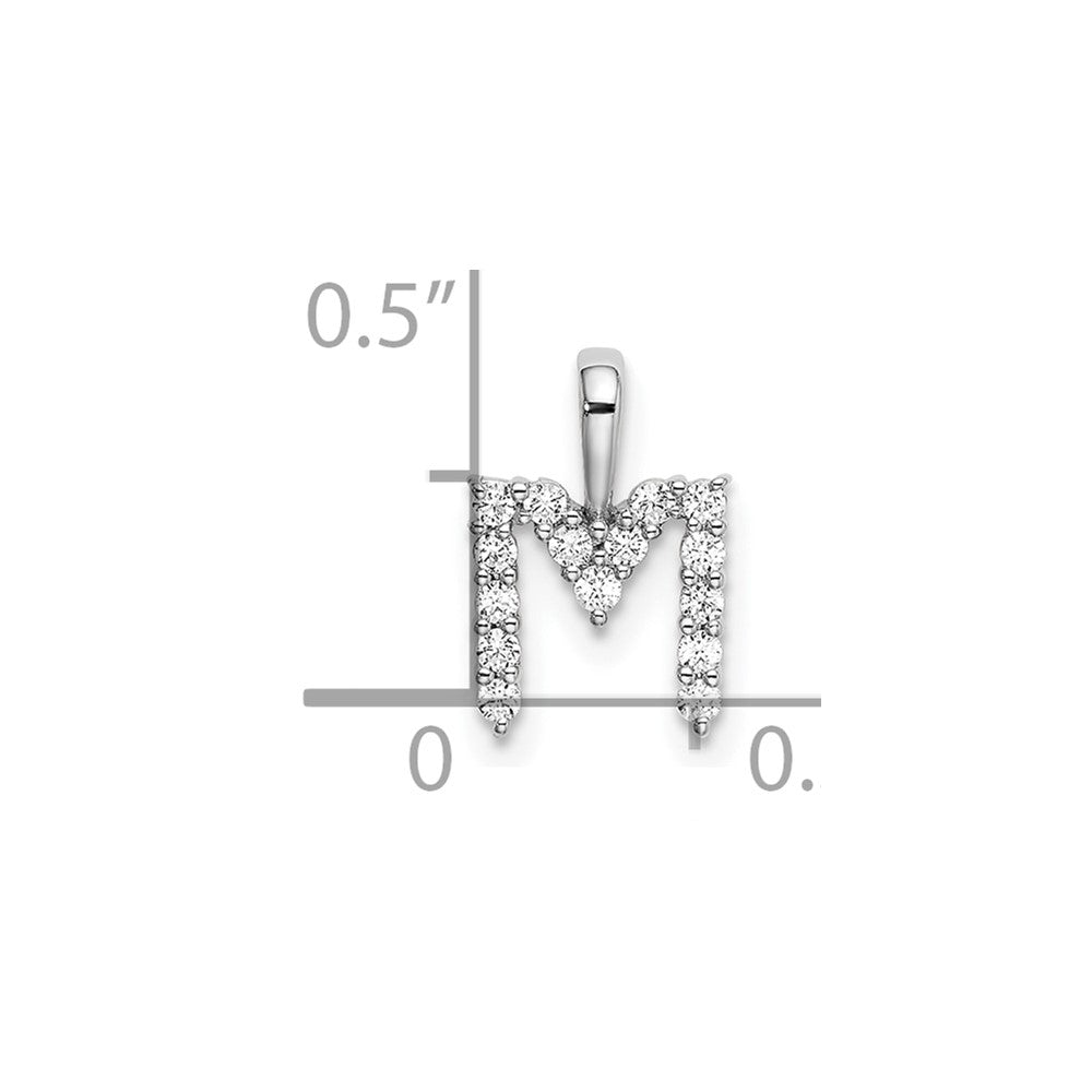 14k White Gold 1/6 carat Lab Grown Diamond VS/SI+ G+ Letter M Initial Pendant