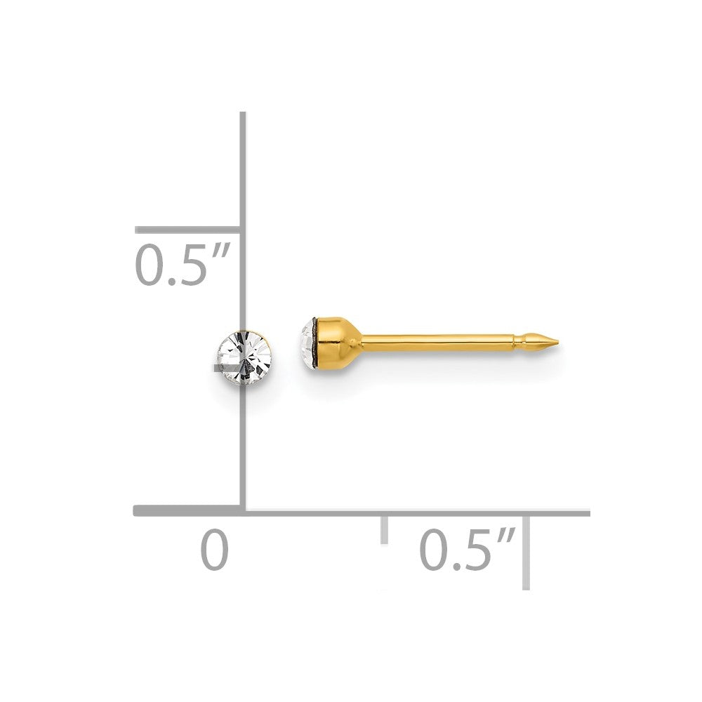 Inverness 14K Polished 2.4mm Crystal Post Piercing Earrings