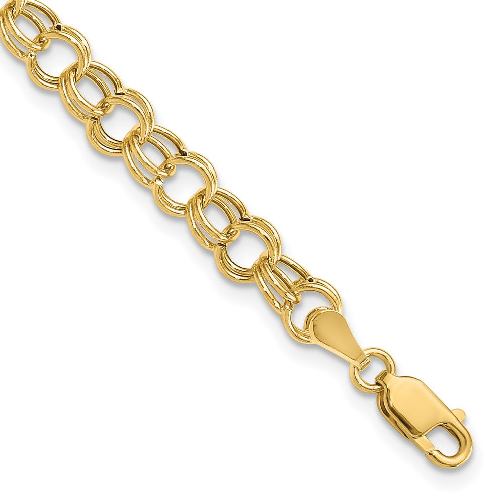 14k Hollow Double Link Charm Bracelet 7 inches