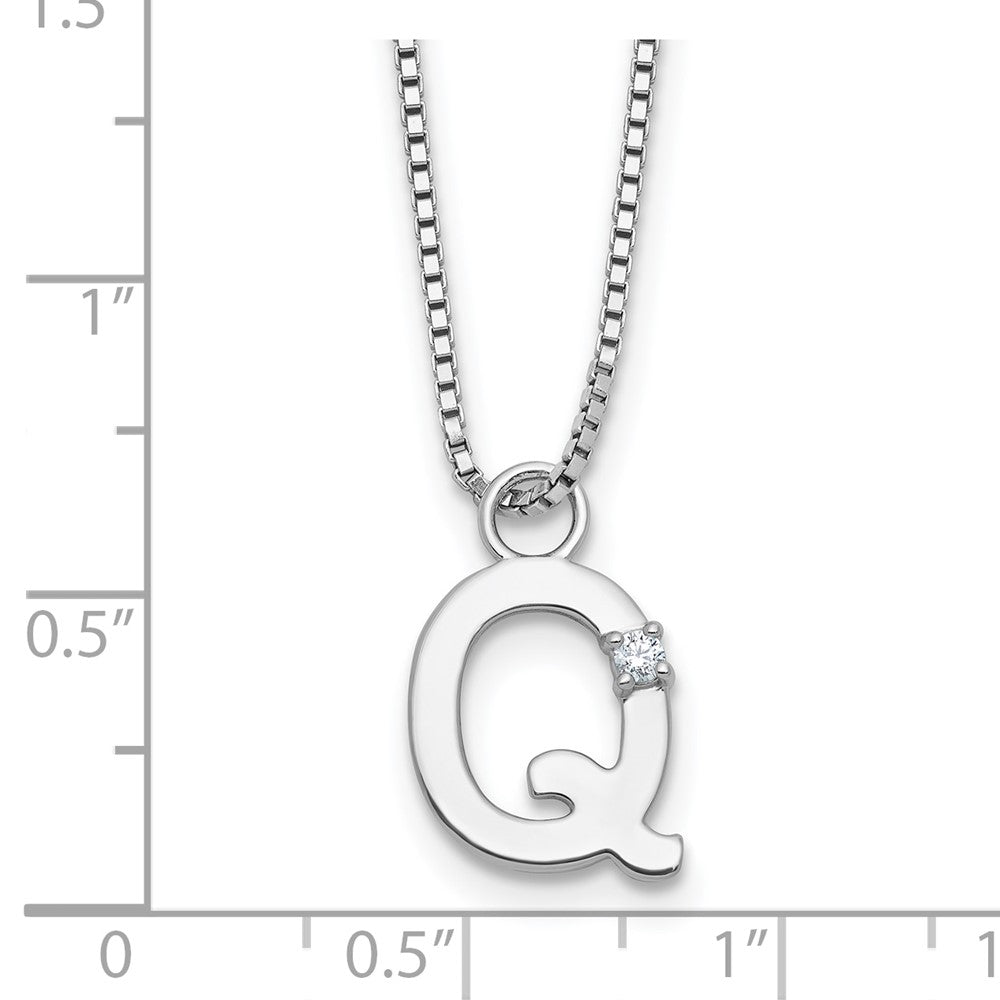 White Ice Sterling Silver Rhodium-plated 18 inch Diamond Letter Q Initial Necklace plus 2 inch Extender 18 Inches