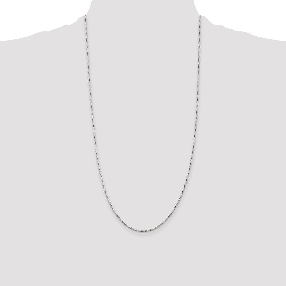 Sterling Silver Rhodium-plated 1.25mm Box Chain 28 Inches