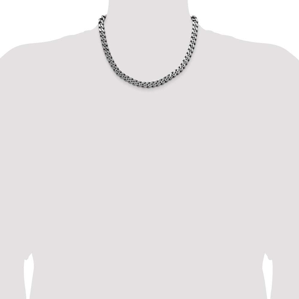 Sterling Silver Antiqued 8.3mm Curb Chain 18 Inches