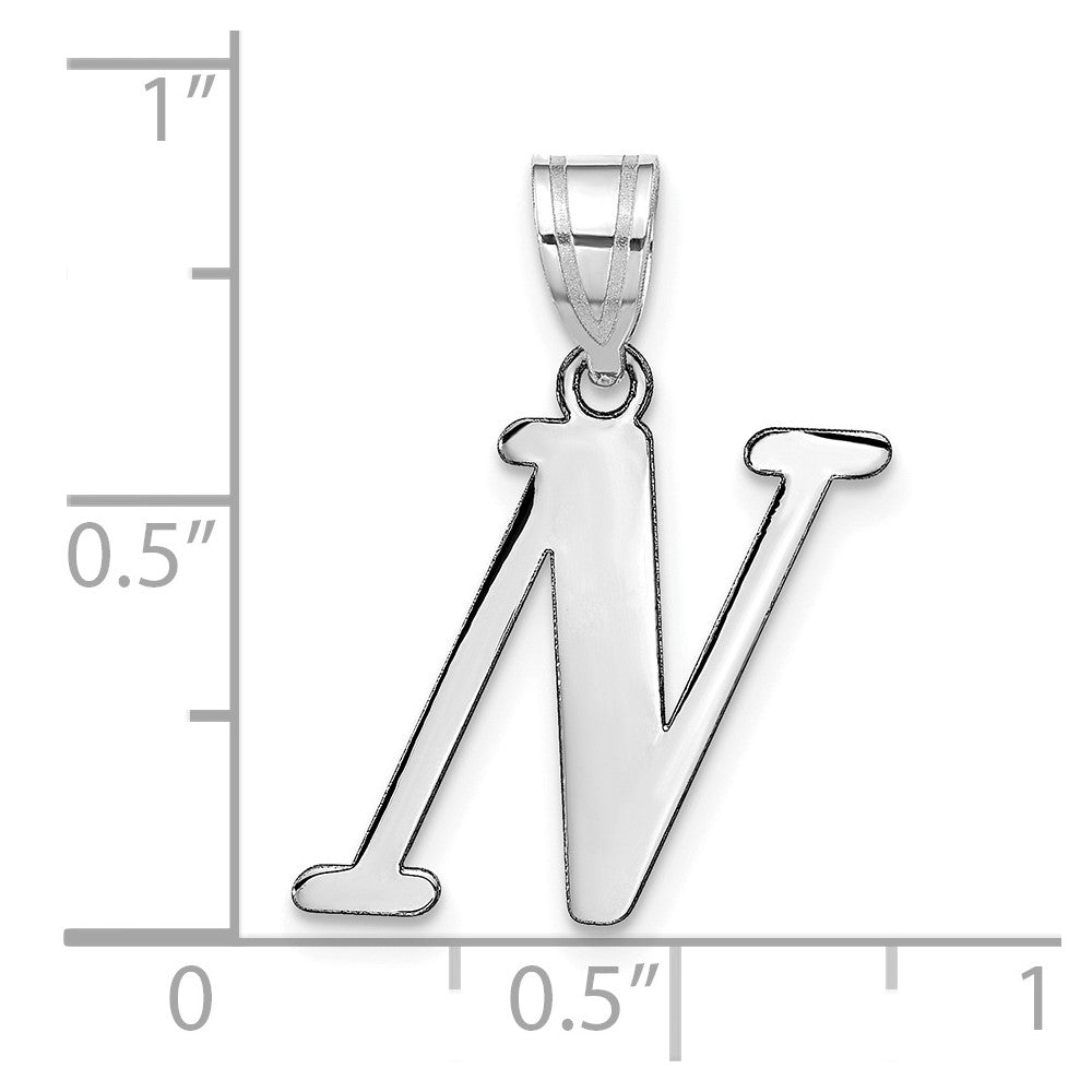 14kw Polished Letter N Initial Pendant