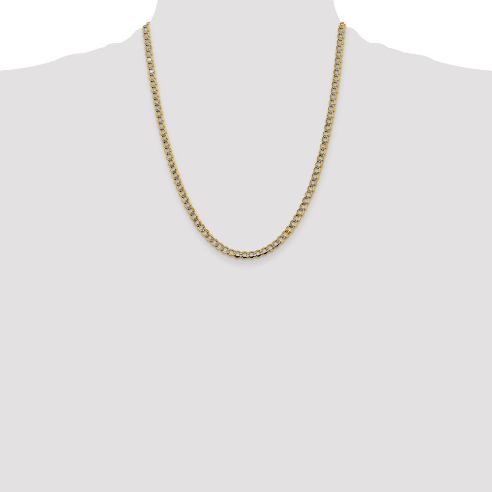 14K 22 inch 4.3mm Semi-Solid with Rhodium Pav‚ Curb with Lobster Clasp Chain