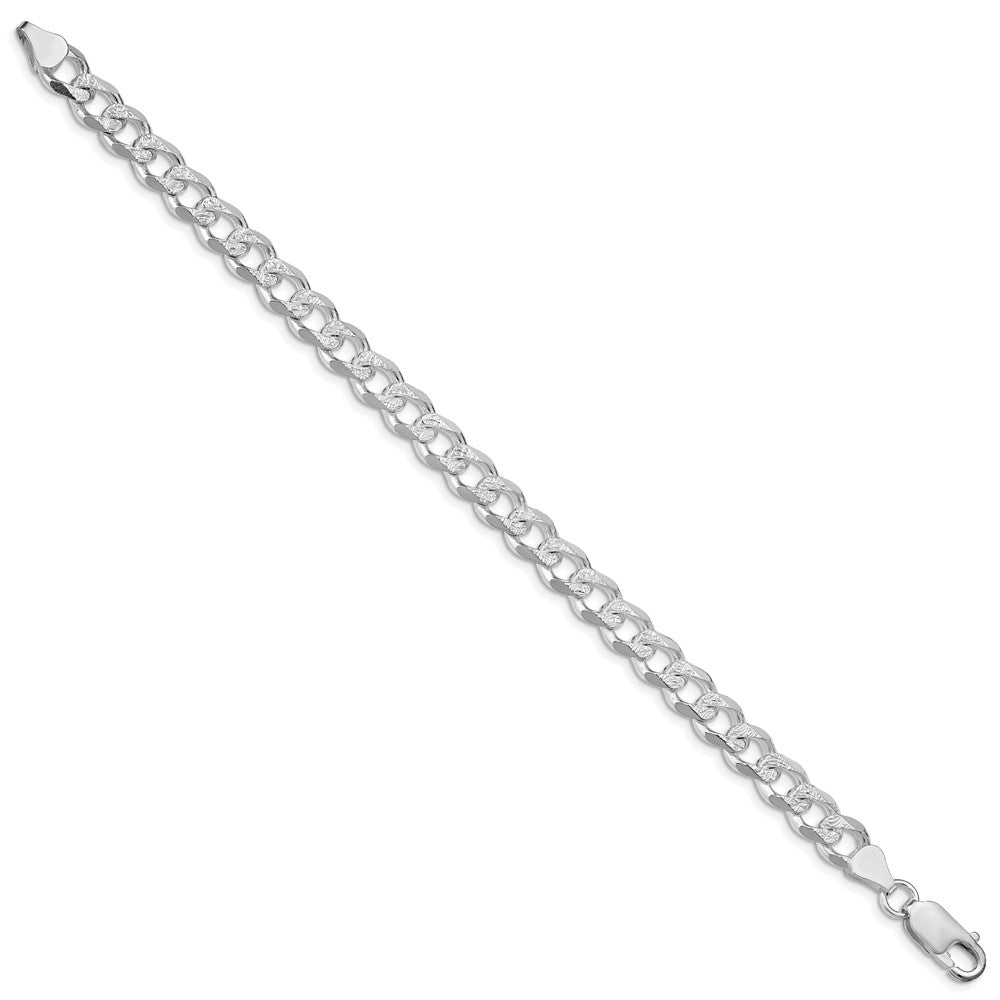 Sterling Silver Rhodium-plated 7.5mm Pav‚ Curb Chain