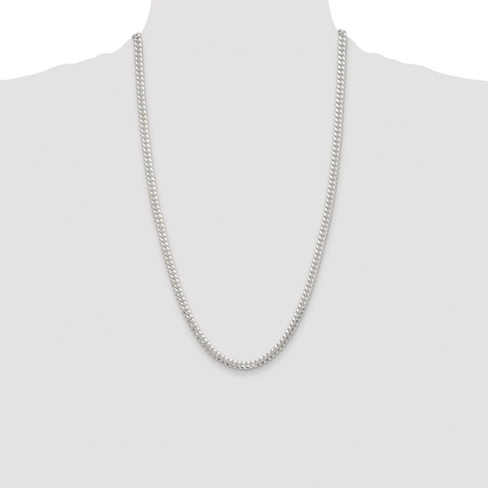 Sterling Silver Rhodium-plated Polished 5.7mm Domed Curb Chain