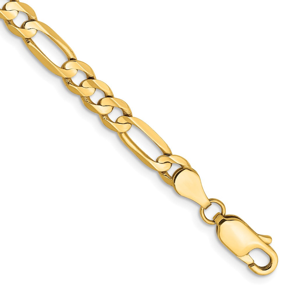 14K 7 inch 4.5mm Concave Open Figaro with Lobster Clasp Bracelet 7 inches