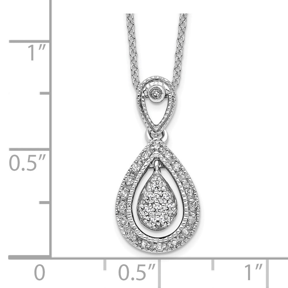 14k White Gold 1/5 carat Lab Grown Diamond VS/SI+ G+ 18 inch Teardrop Pendant Necklace