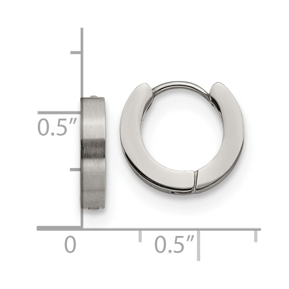 Stainless Steel Brushed and Polished 3mm Hinged Hoop Earrings
