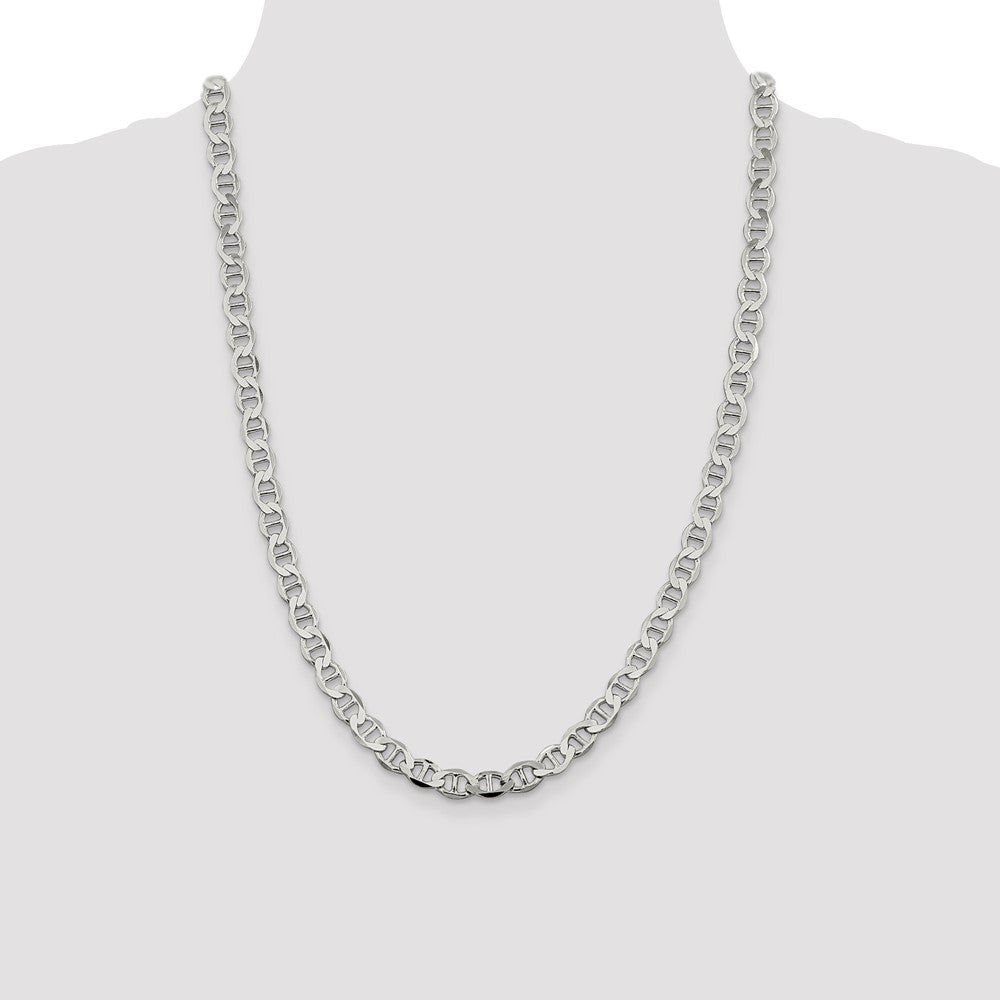 Sterling Silver 7.1mm Flat Anchor Chain 24 Inches