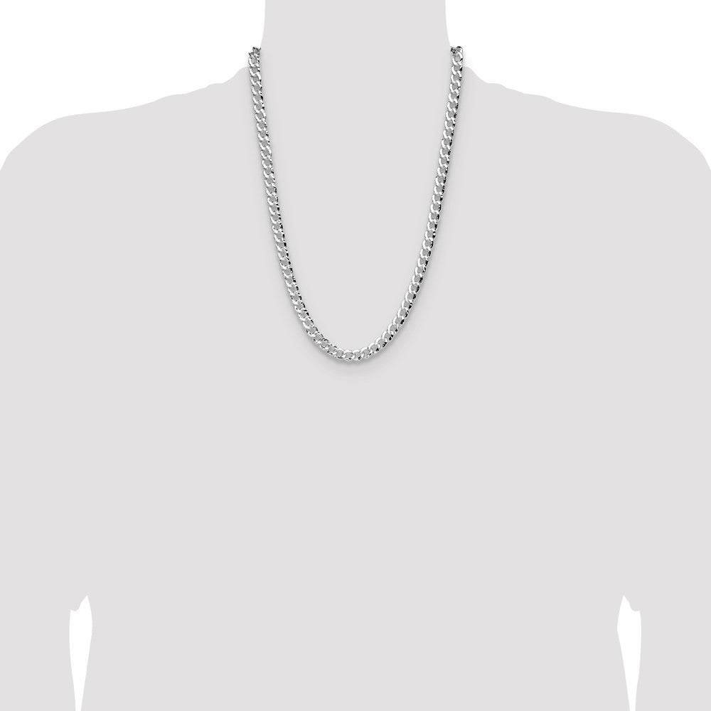 Sterling Silver 7.6mm Hammered Curb Chain
