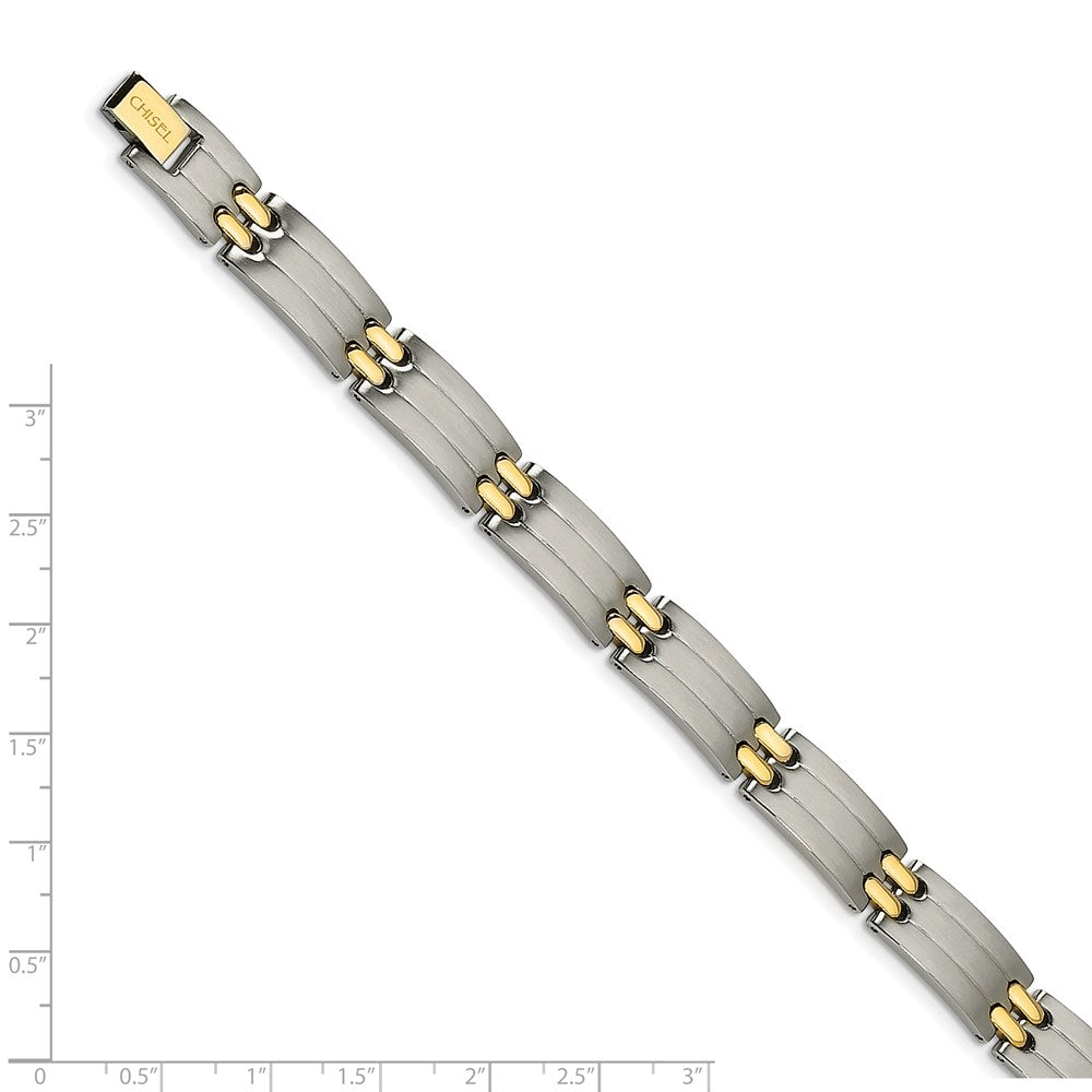 Stainless Steel Brushed and Polished Yellow IP-plated 8.75in Bracelet 8.75 inches