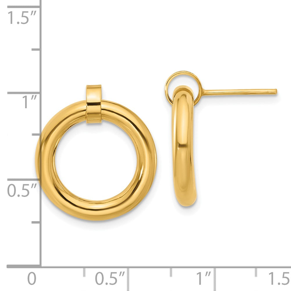Sterling Silver Gold-tone Polished Circle Post Dangle Earrings