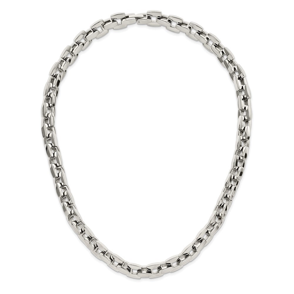 Stainless Steel Polished 20in Square Link Necklace