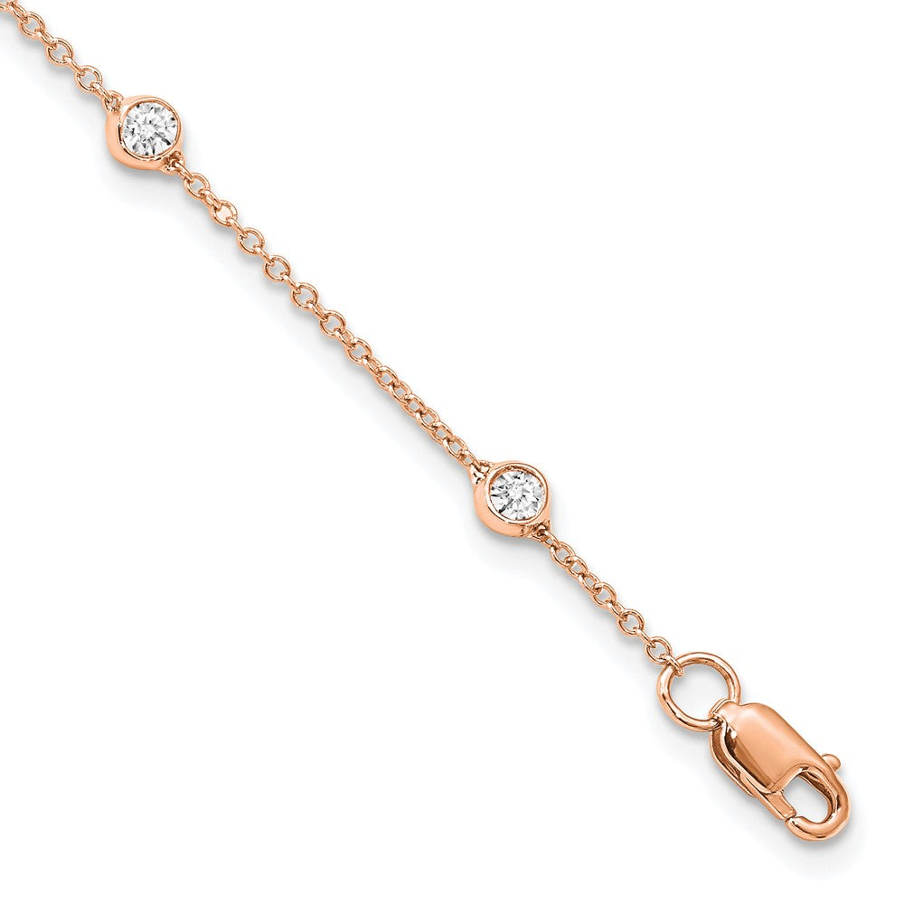 True Origin 14k Rose Gold 3/8 carat Lab Grown Diamond VS DEF Seven Station 7 inch Bracelet