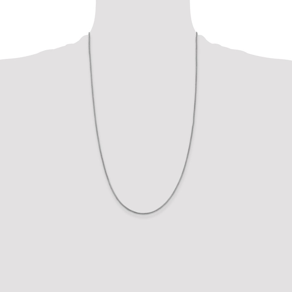 Sterling Silver Rhodium-plated 1.25mm Round Box Chain 26 Inches