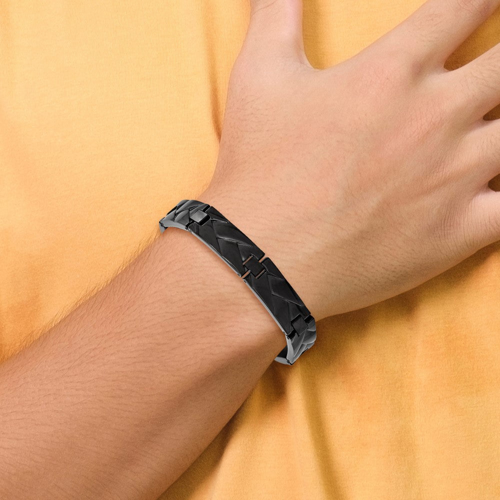 Stainless Steel Polished Black IP-plated 9in Bracelet 9 inches
