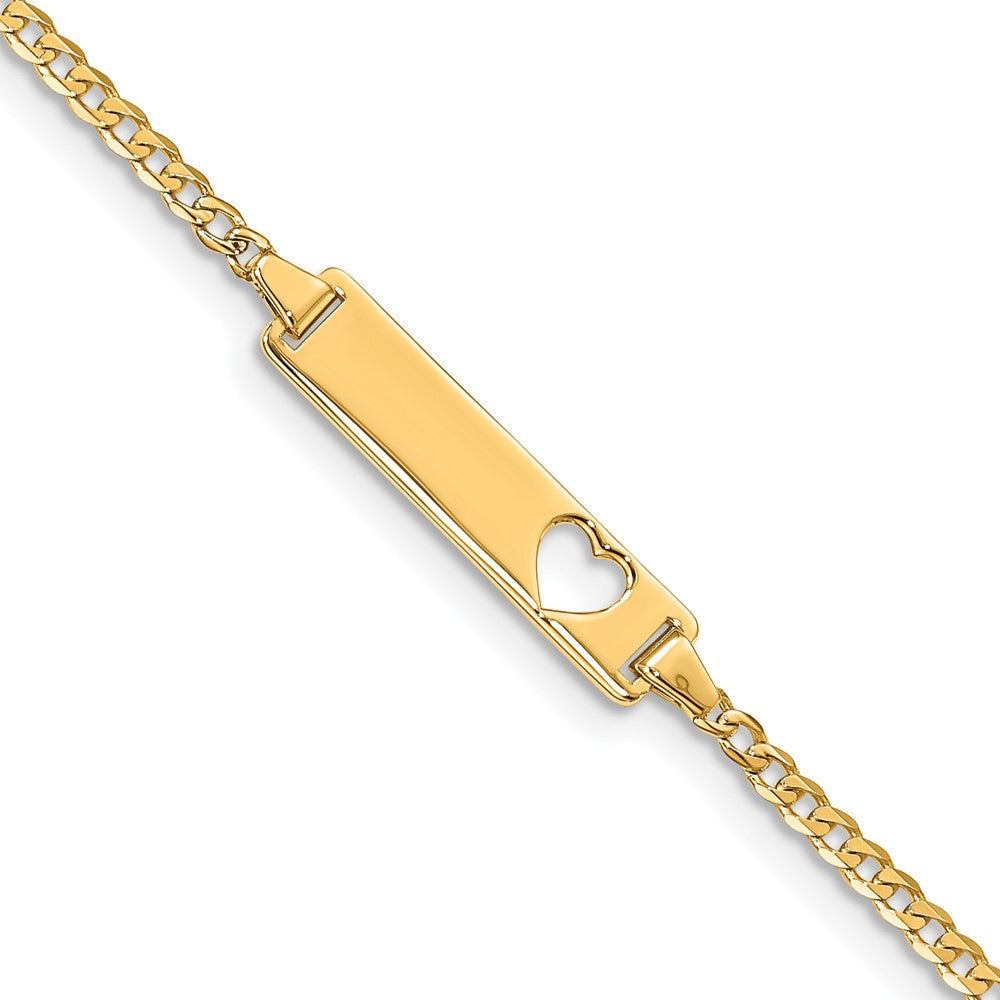 14k Cut-out Heart Curb Link ID Bracelet 7 inches