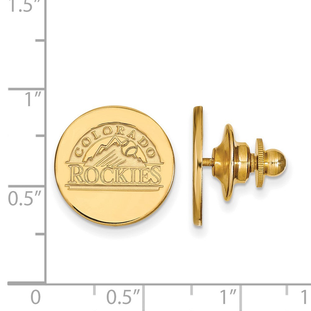 Sterling Silver Gold Plated Major League Baseball LogoArt Colorado Rockies Pin