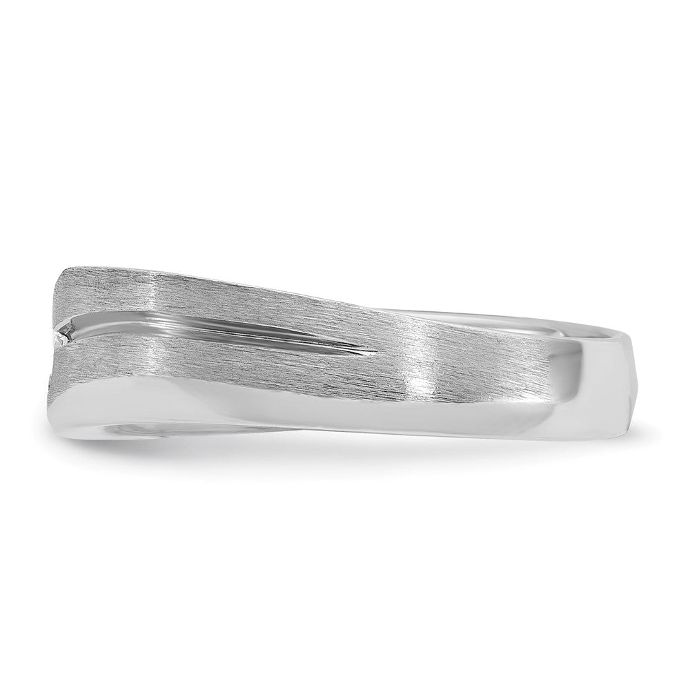 14k White Gold IBGoodman Men's Polished and Satin 1/10 carat Diamond Complete Ring