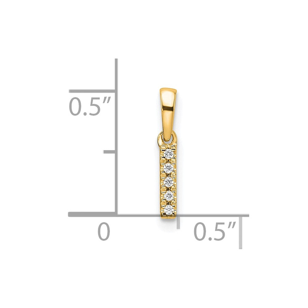 14K Diamond Letter I Initial with Bail Pendant