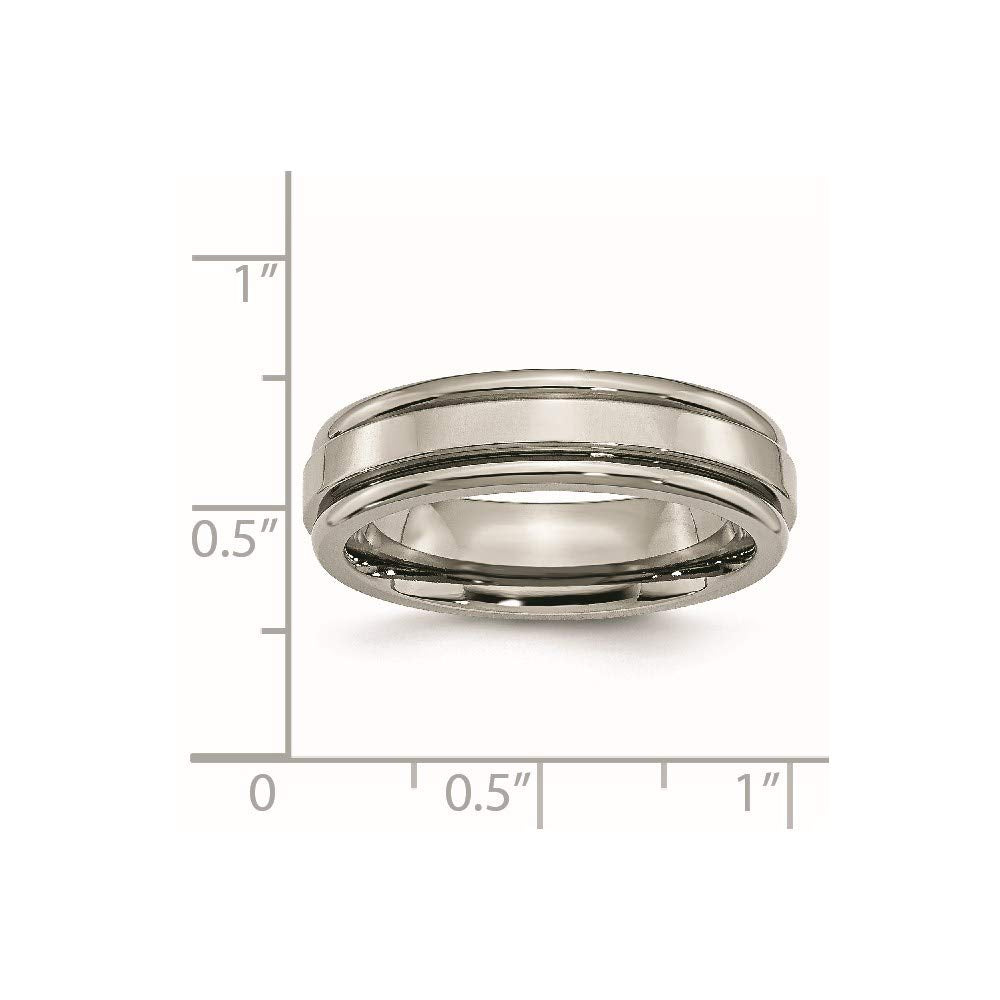 Titanium Polished 6mm Grooved Edge Band Size - 8.5