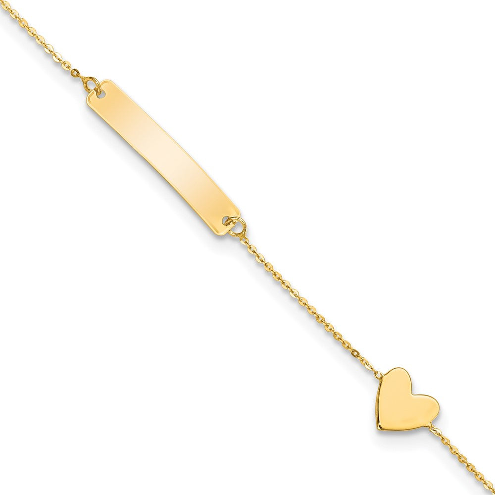 14k Polished 5.5in Heart ID Bracelet 5.5 inches