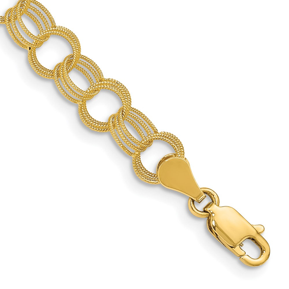 14k Solid Triple Link Charm Bracelet 8 inches