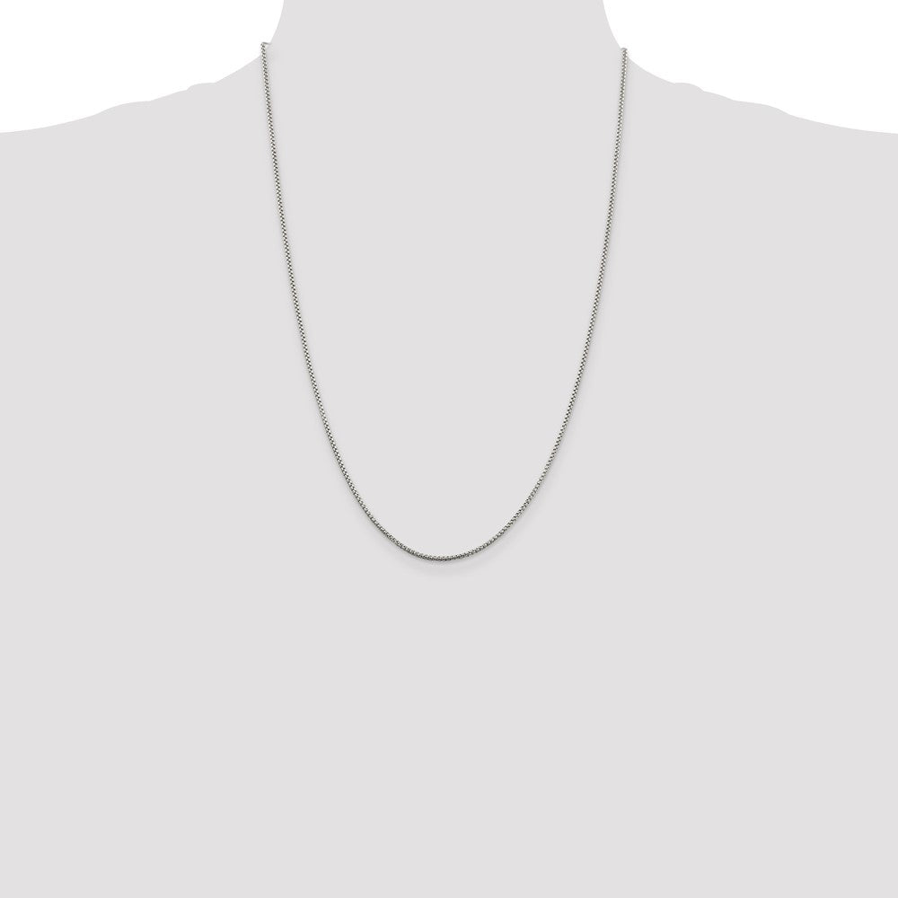 Sterling Silver Rhodium-plated 1.5mm Round Box Chain 24 Inches