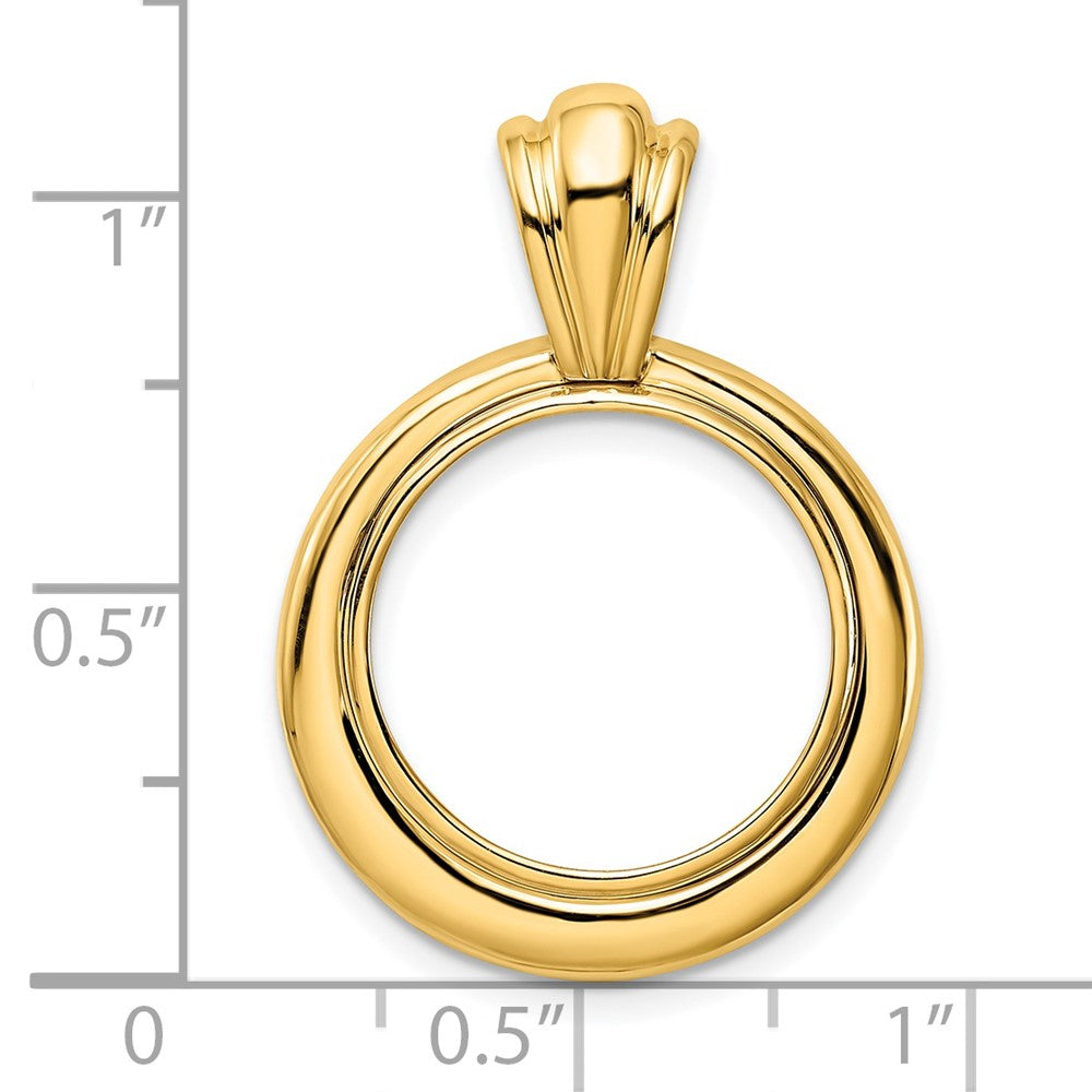 Wideband Distinguished Coin Jewelry 14k Polished Concentric Circle 16.5mm Prong Coin Bezel Pendant