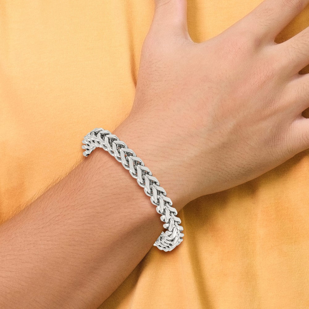 Stainless Steel Antiqued and Polished Franco Link 8.5in Bracelet 8.5 inches