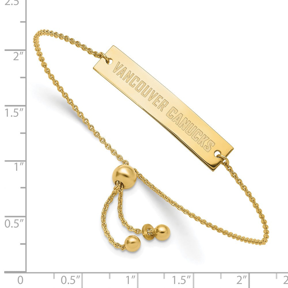 Sterling Silver Gold-plated NHL LogoArt Vancouver Canucks Small Bar Adjustable 9 inch Bracelet