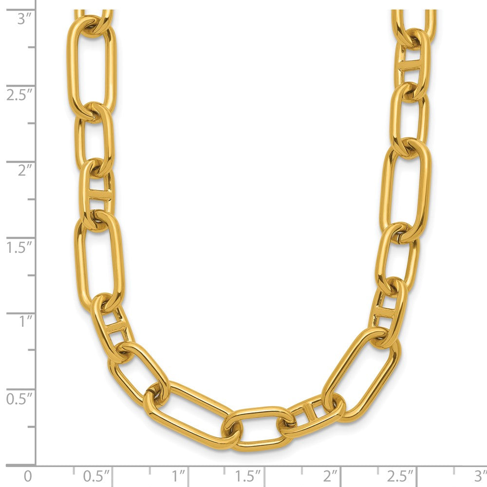 Chisel Stainless Steel Polished Yellow IP-Plated 9mm 17 inch Plus 2 inch Extension Open Link Necklace