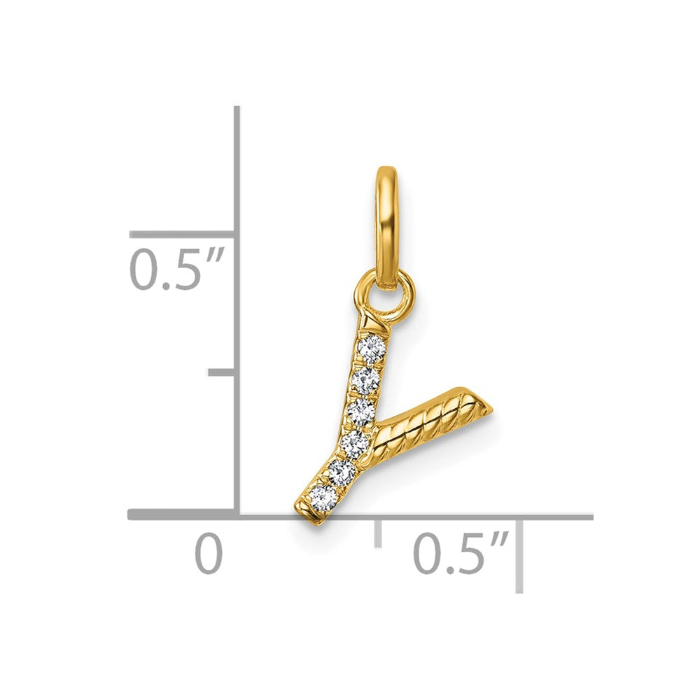 14k Twisted .05 ct. Diamond Initial Y Charm