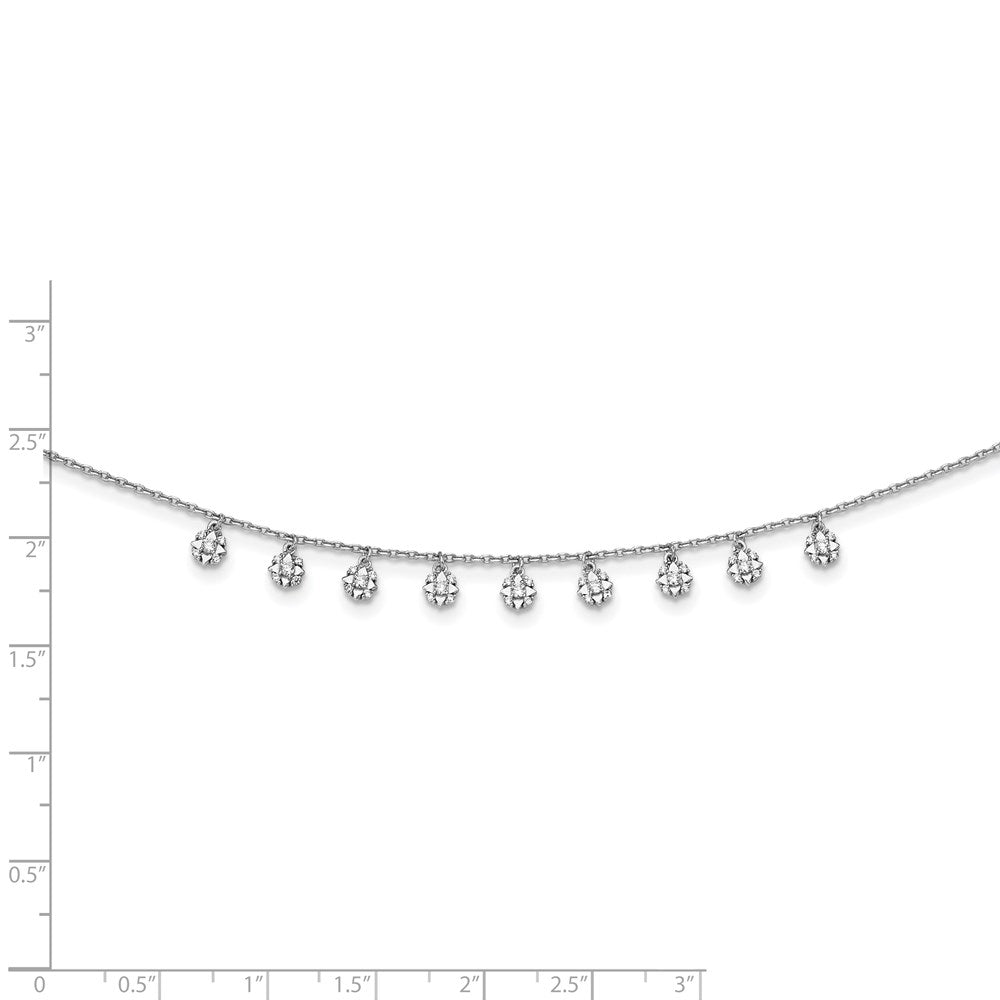 Sterling Shimmer Sterling Silver Rhodium-plated 18 inch 48 Stone 11 Star Stations CZ Necklace 18 Inches