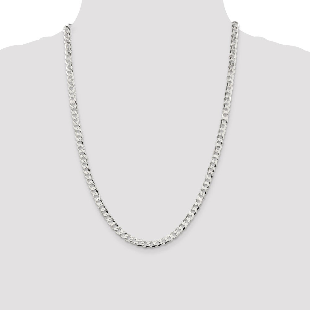 Sterling Silver 5.75mm Flat Curb Chain 24 Inches