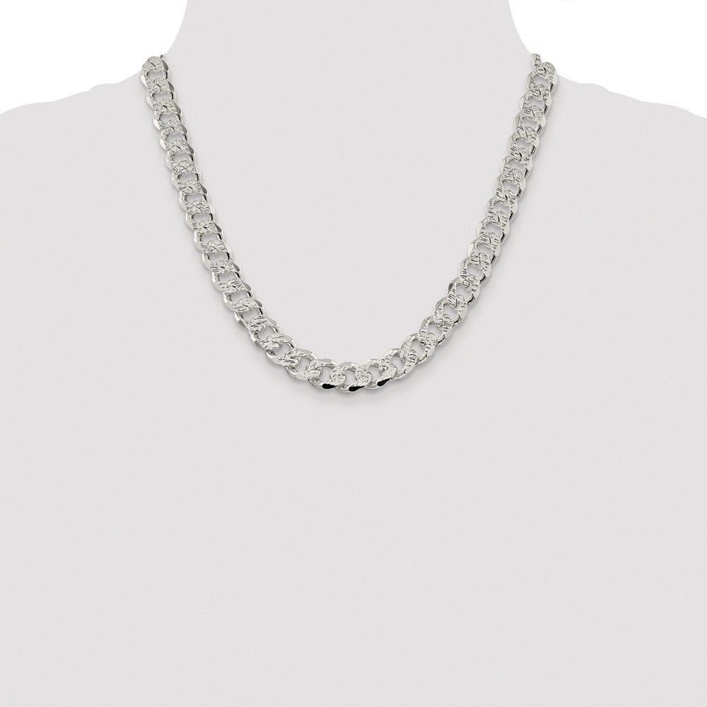 Sterling Silver Rhodium-plated 11.0mm Pav‚ Curb Chain