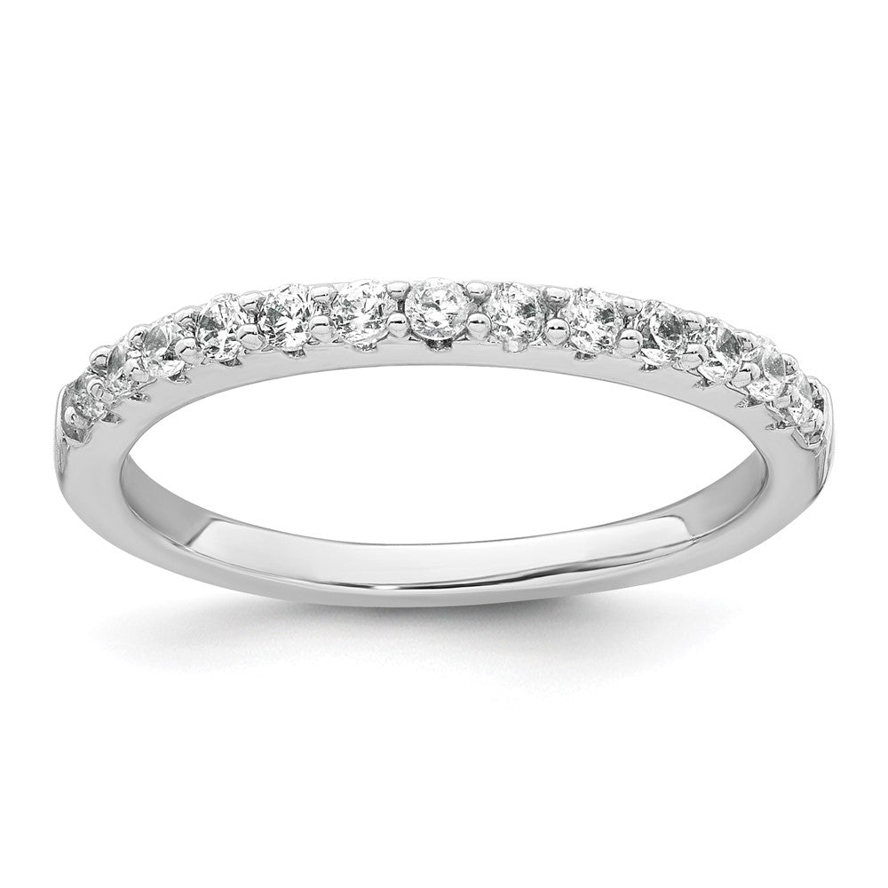 Sterling Silver Rhodium-plated Polished CZ Solitaire Size 8 Engagement Ring and Wedding Band Set