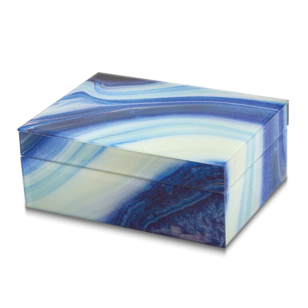 Large Blue Marble Glass Finish Box