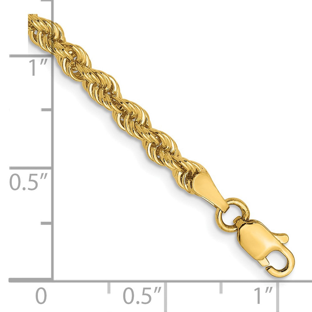 14K 3mm Solid Regular Rope Chain 7 inches