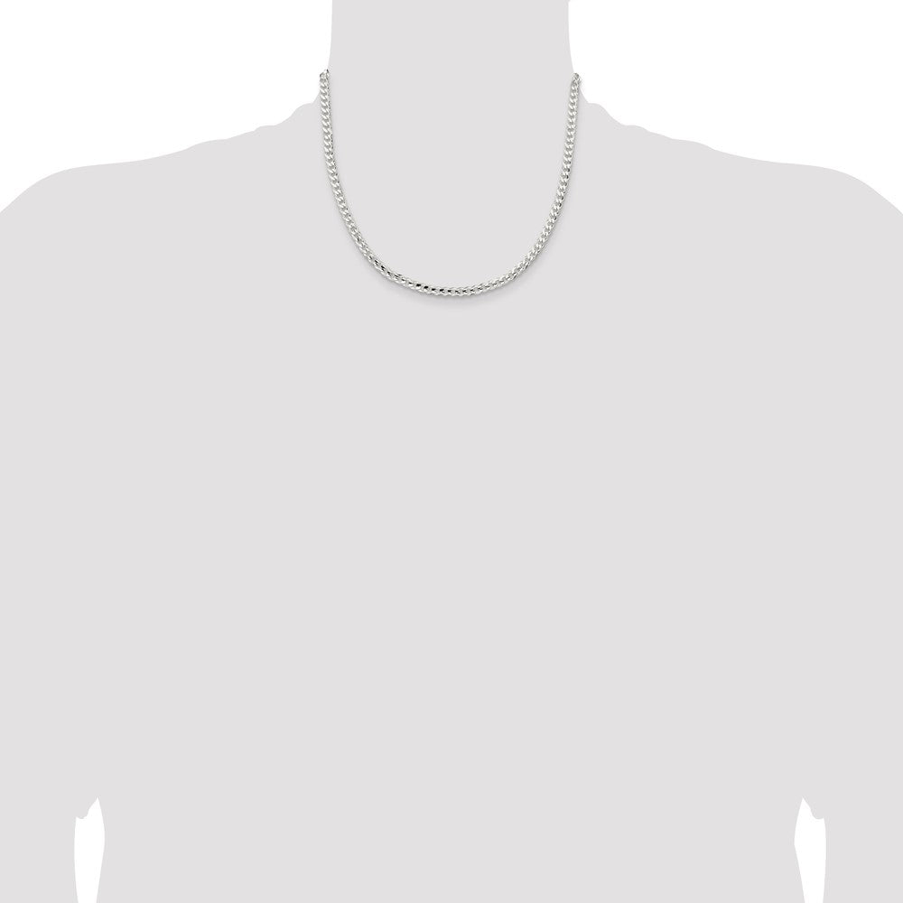 Sterling Silver 4.5mm Concave Beveled Curb Chain 18 Inches