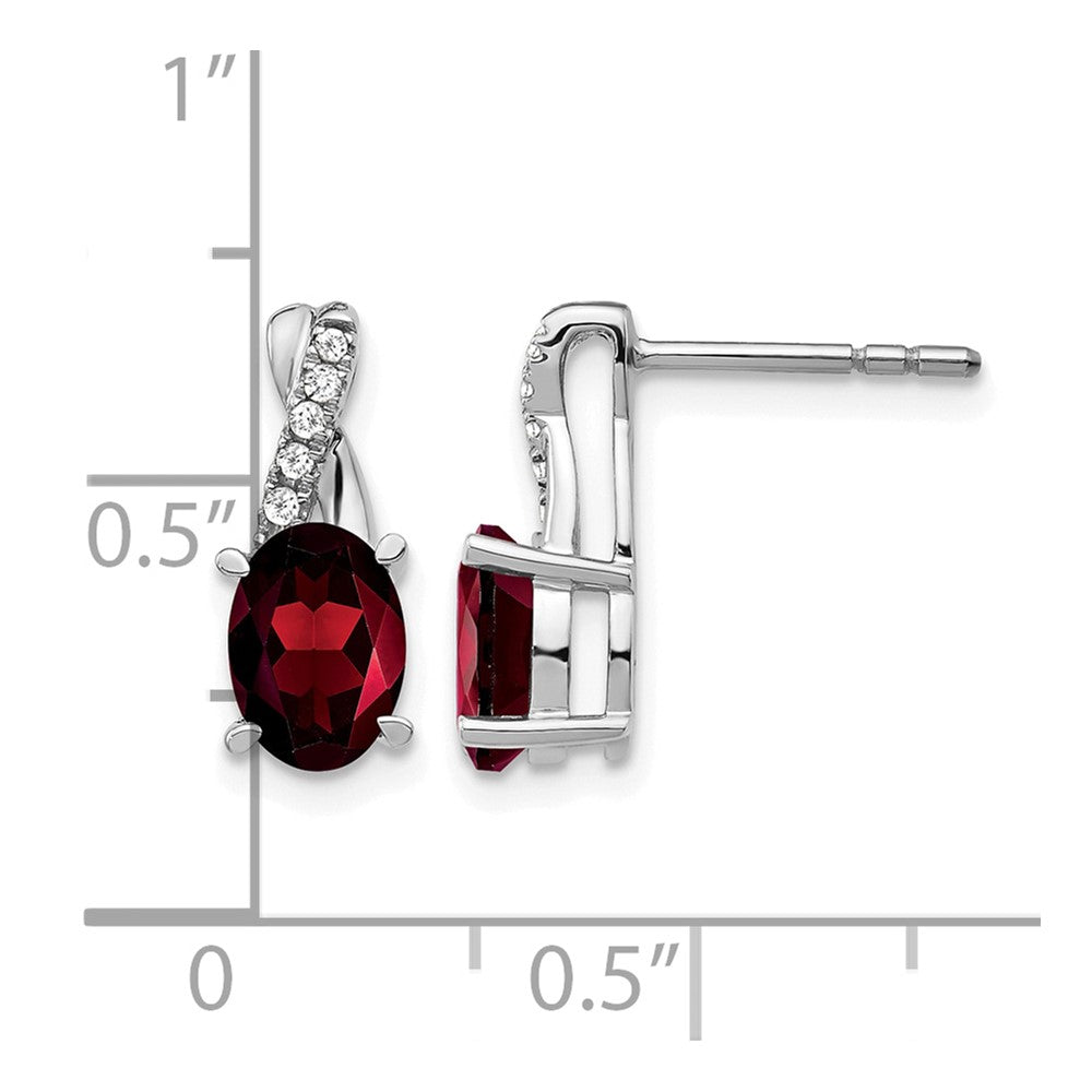 10kw Garnet & Diamond Earrings 7x5 Oval Garnet, Rd 10-1.1mm dia