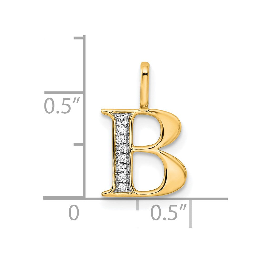 14k Diamond Letter B Initial Pendant