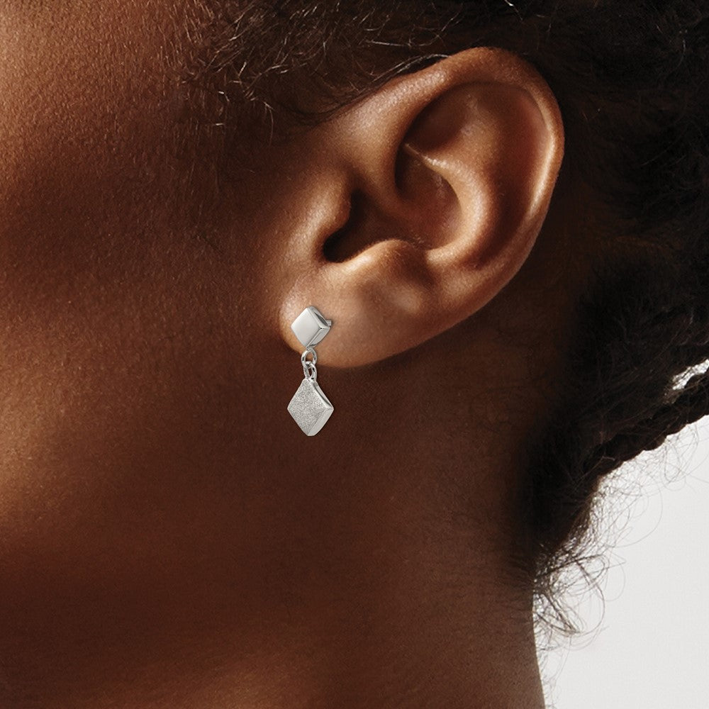 Stainless Steel Polished Laser-cut Post Dangle Earrings