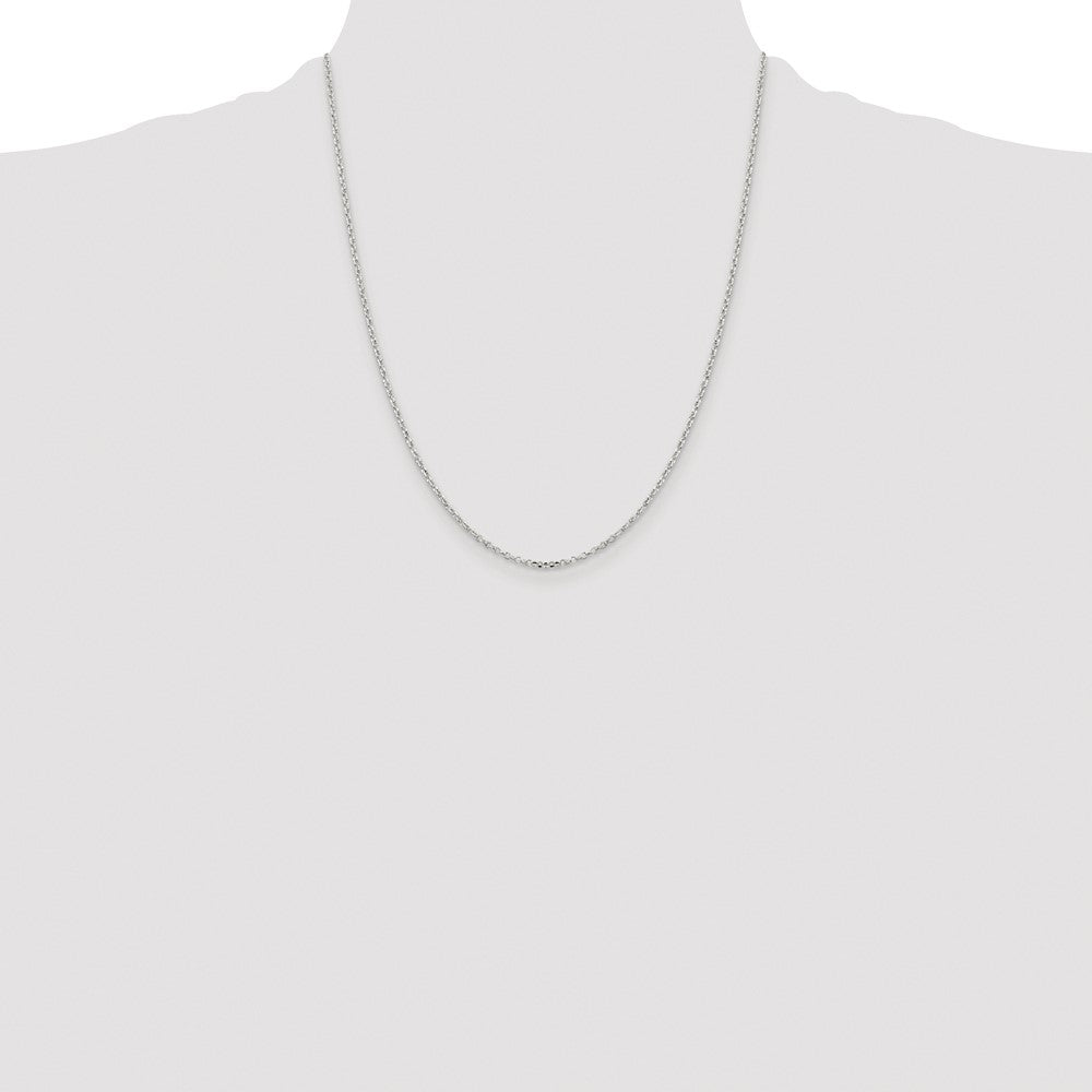 Sterling Silver Rhodium-plated 1.75mm Diamond-cut Cable Chain