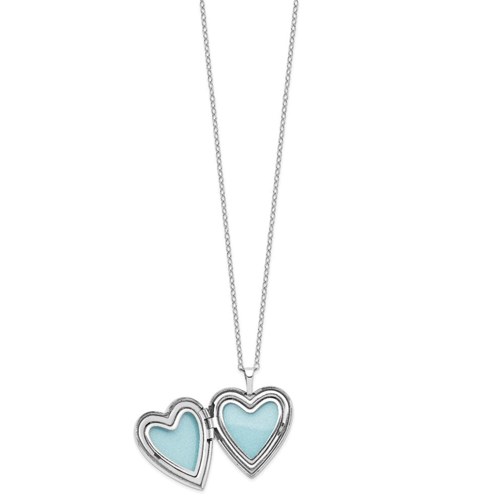Diamond Fascination Diamond Mystique Sterling Silver Platinum-plated Diamond Double Heart Locket 18 Inch Necklace 18 Inches