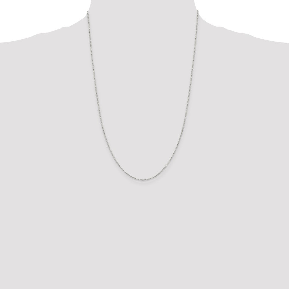 Sterling Silver 1mm Diamond-cut Long Link Cable Chain 24 Inches